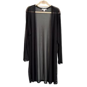 EYE CANDY Open Mesh Cardigan Womens 3X Plus Cover Up Duster Midnight Black